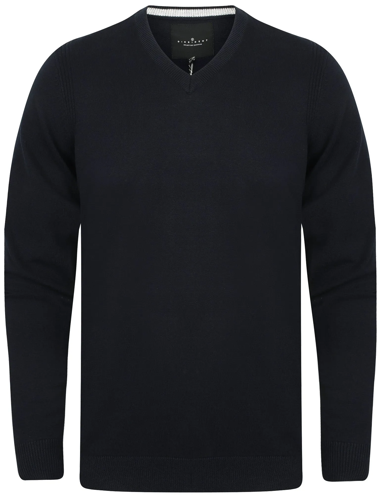 Gotha V Neck Cotton Jumper In Dark Navy - Dissident