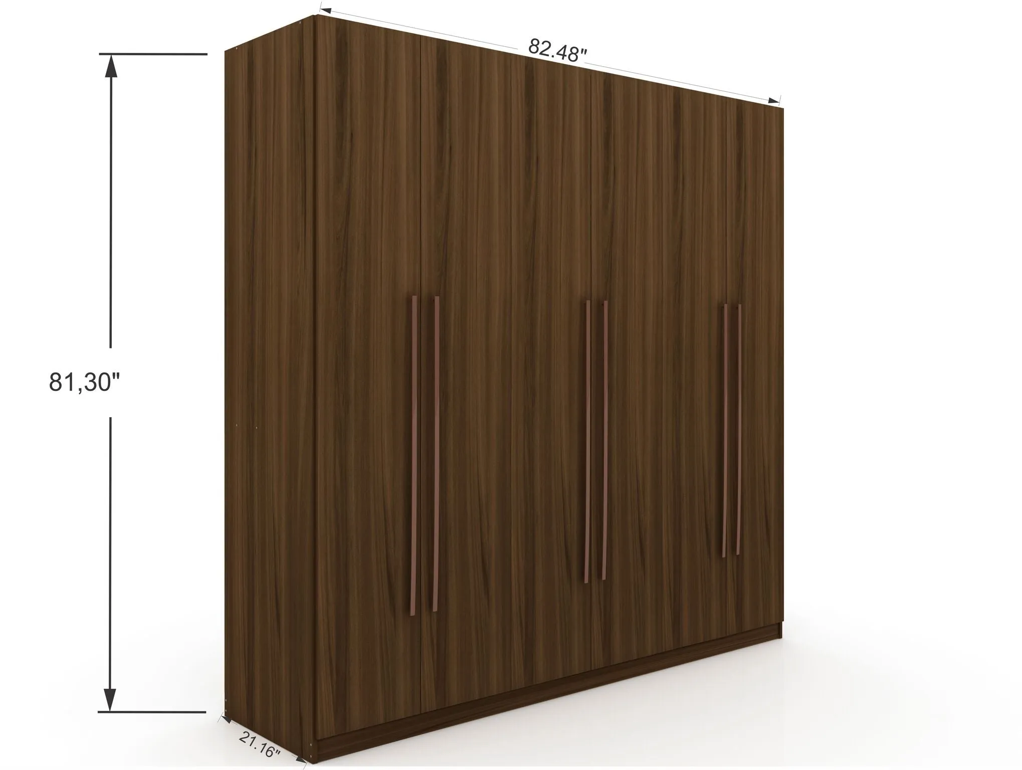 Gramercy Modern Freestanding Wardrobe Armoire Closet in Brown