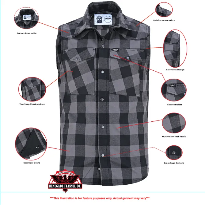 Gray Champ Men's Gray Black Sleeveless Flannel