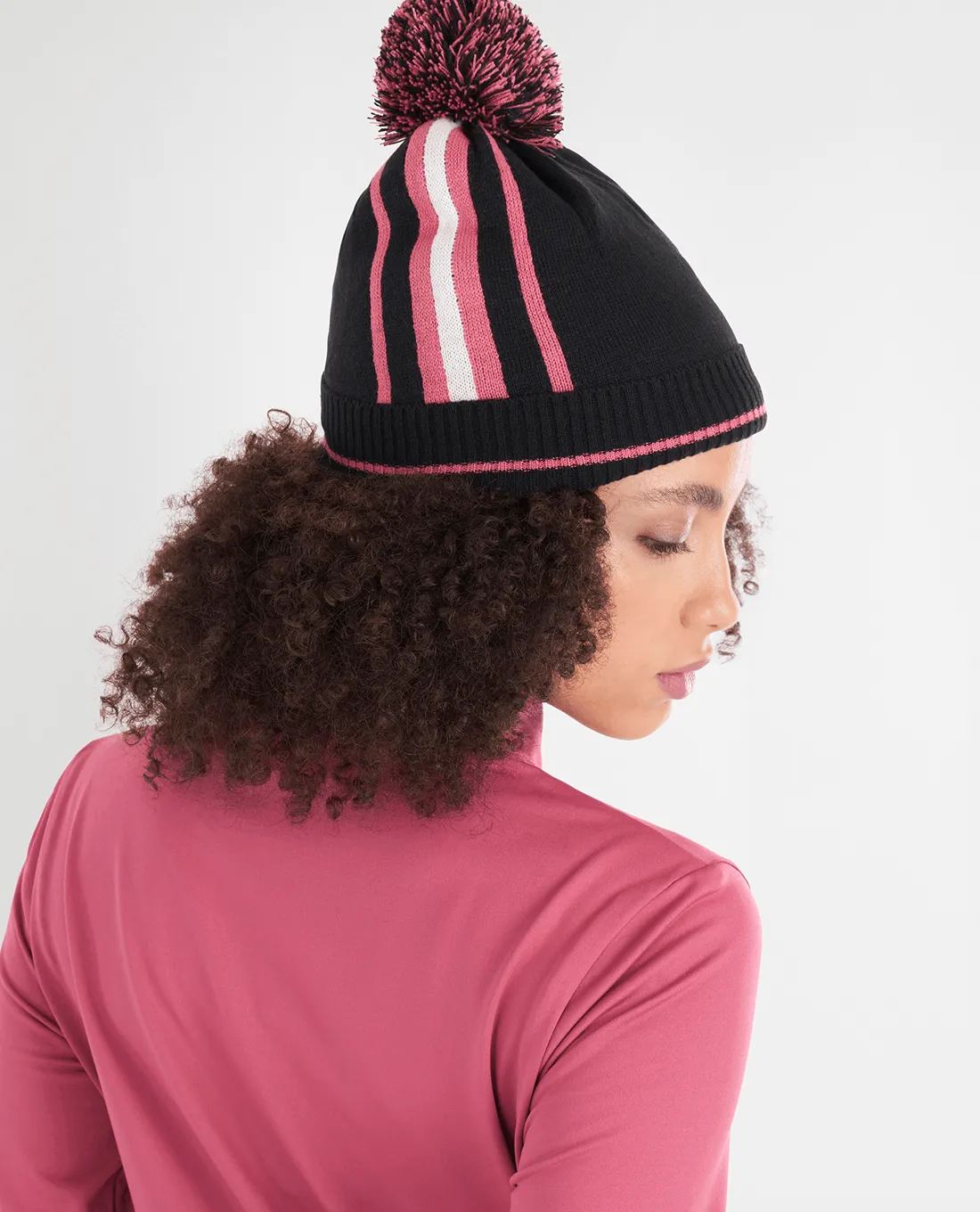 GREEN LAMB Mona Fleece Lined Stripe Hat Black