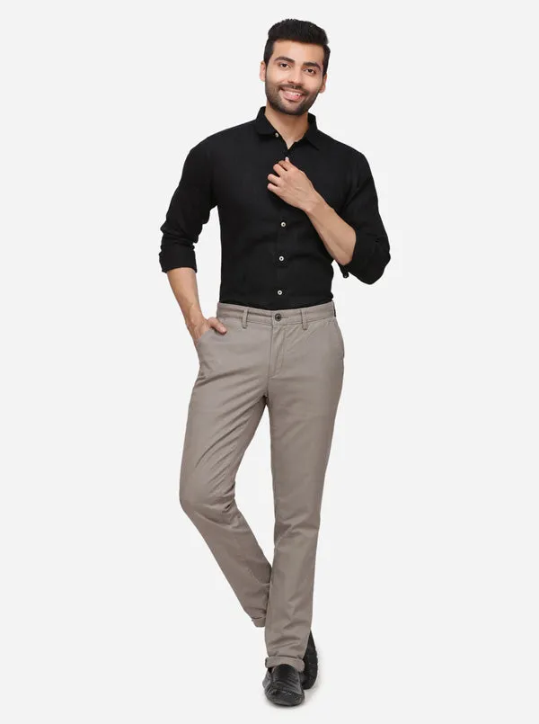 Grey Checked Uno Fit Casual Trouser | JadeBlue