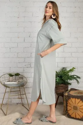 HALF SLVS MAXI HOODIE KNIT DRESS