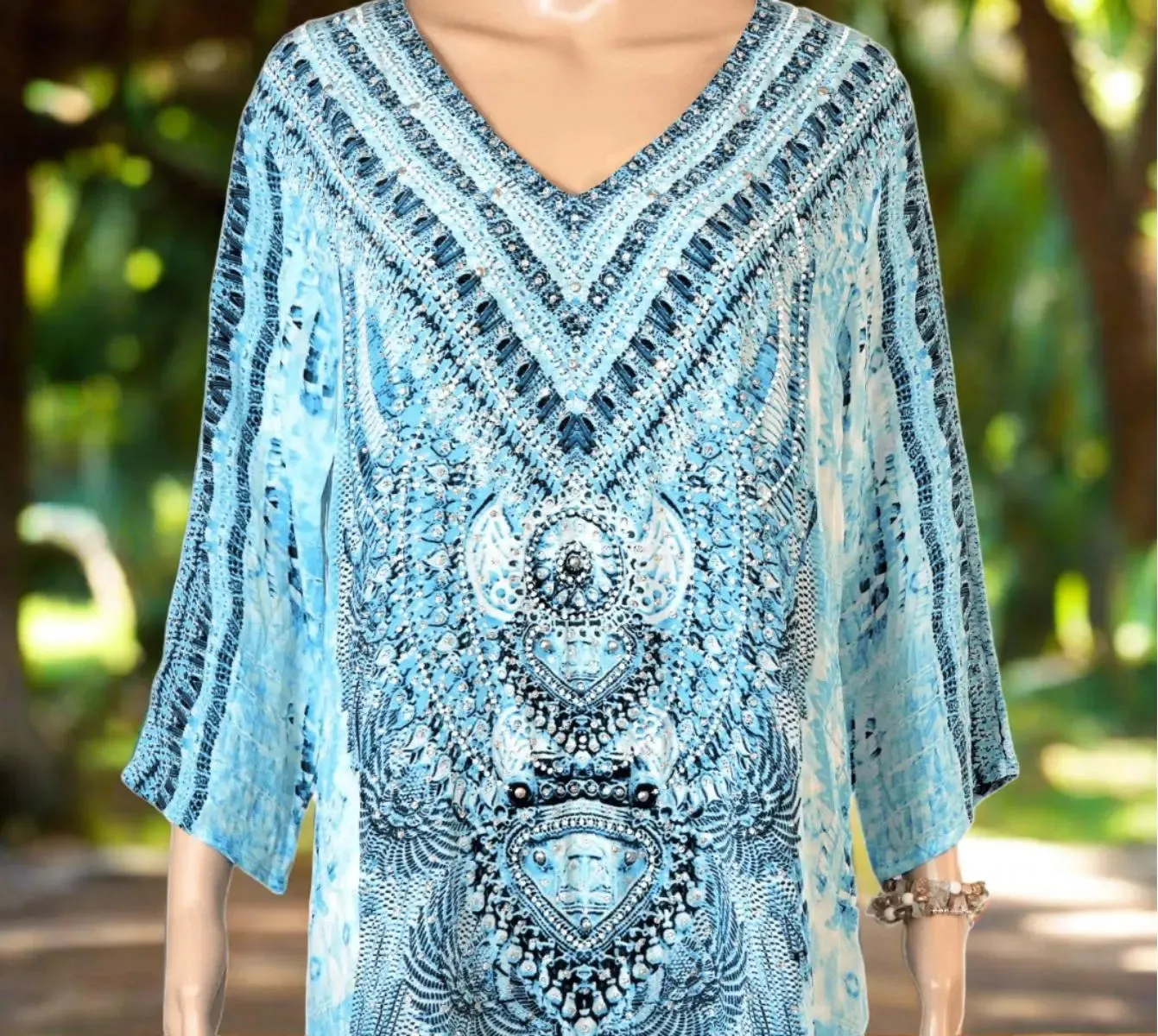 Hand beaded Silk Tunic Dress - Egyptian-by Fashion Spectrum