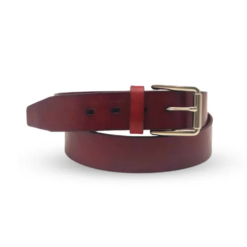 HARRISON -  Men's Dark Brown Tan Genuine Leather Embossed Checkerboard Belt