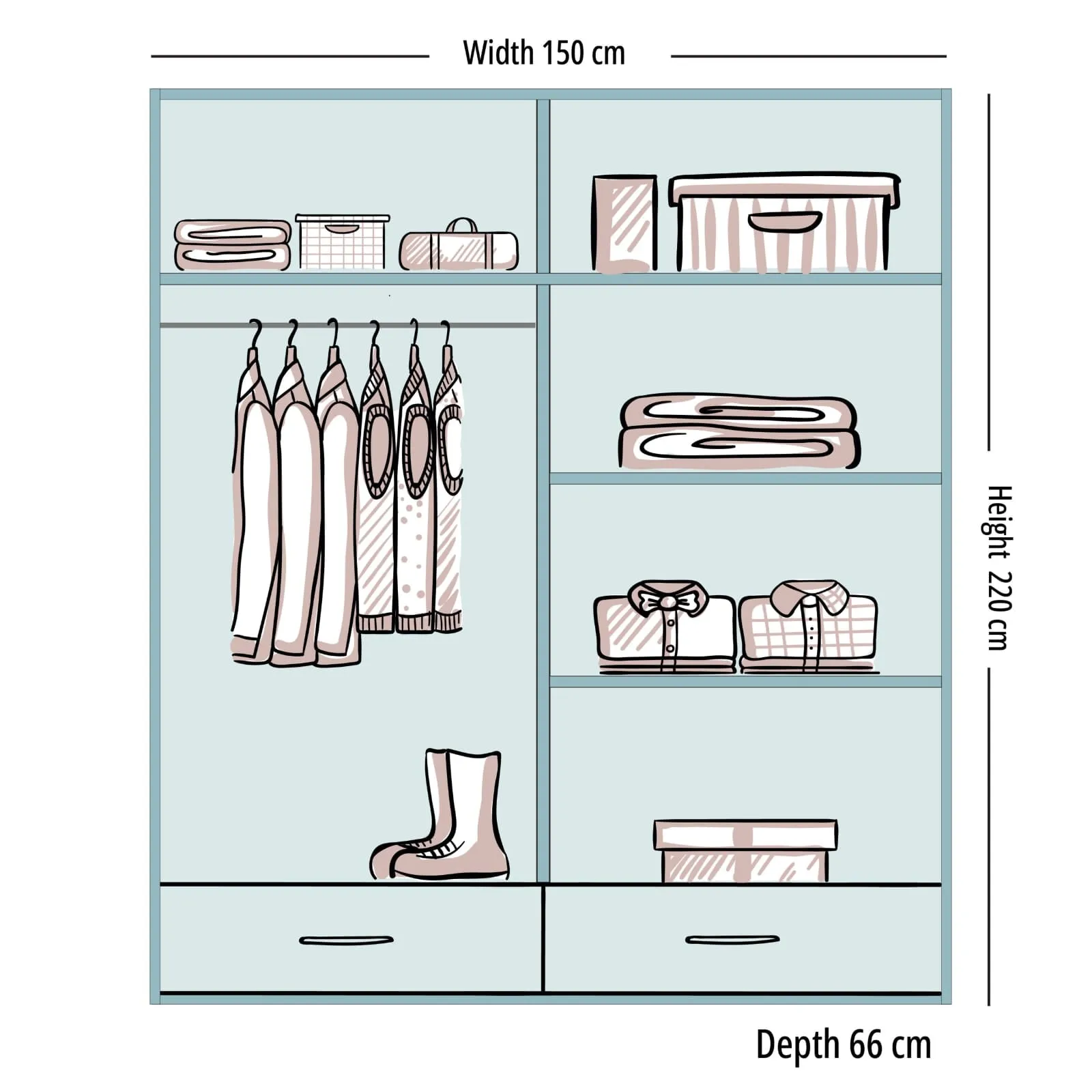 HIGH GLOSS SYCYLIA GREY WARDROBE 150-208-255CM