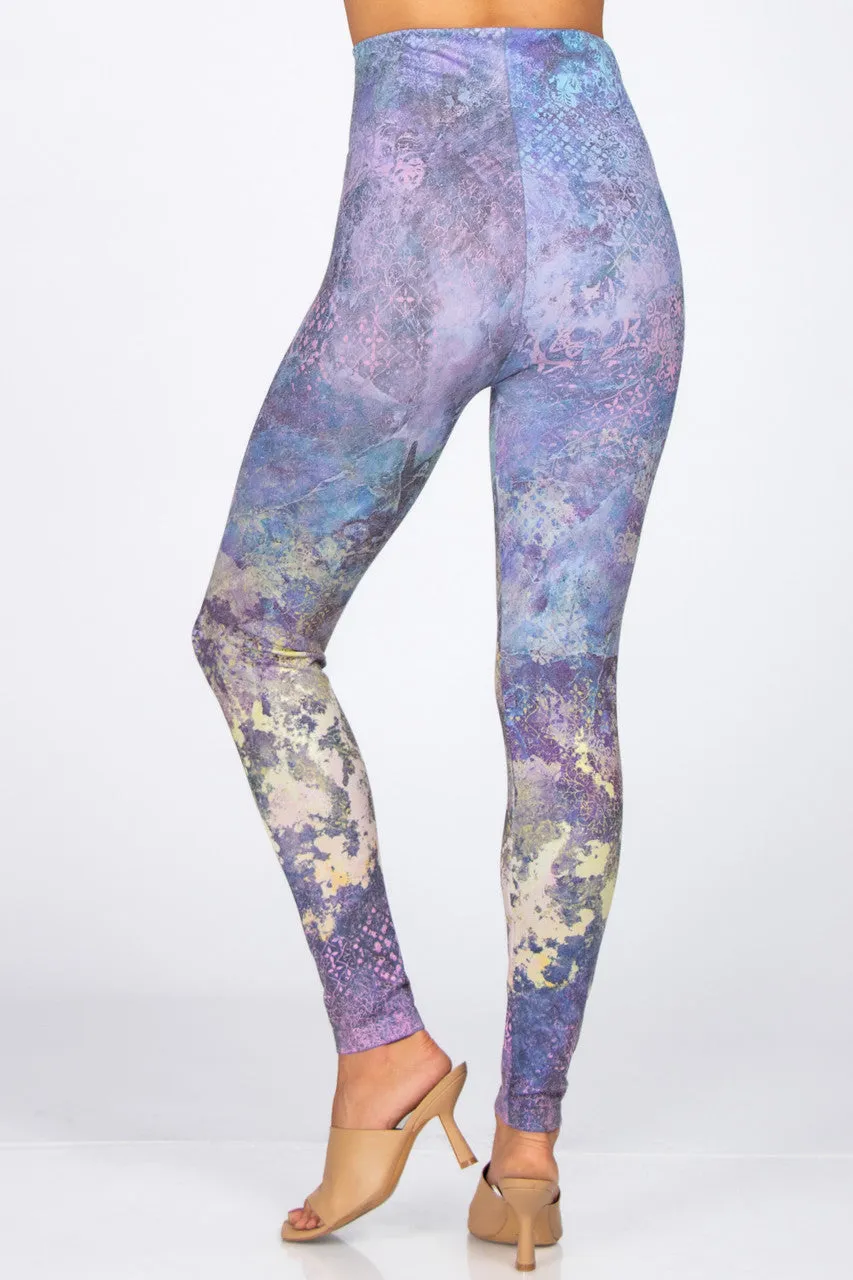 High Waist Geometric Marble Print Legging