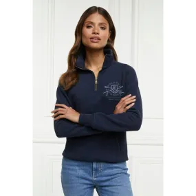 Holland Cooper Crest Zip Henley Ladies Jumper - Ink Navy