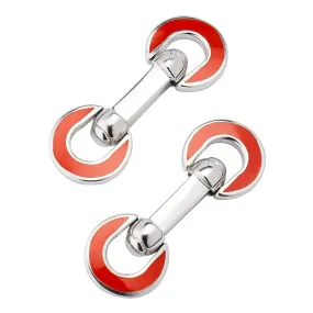 Horseshoe Flip Sterling Orange Cufflinks