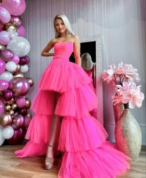 Hot Pink High Low Prom Dress     fg2428