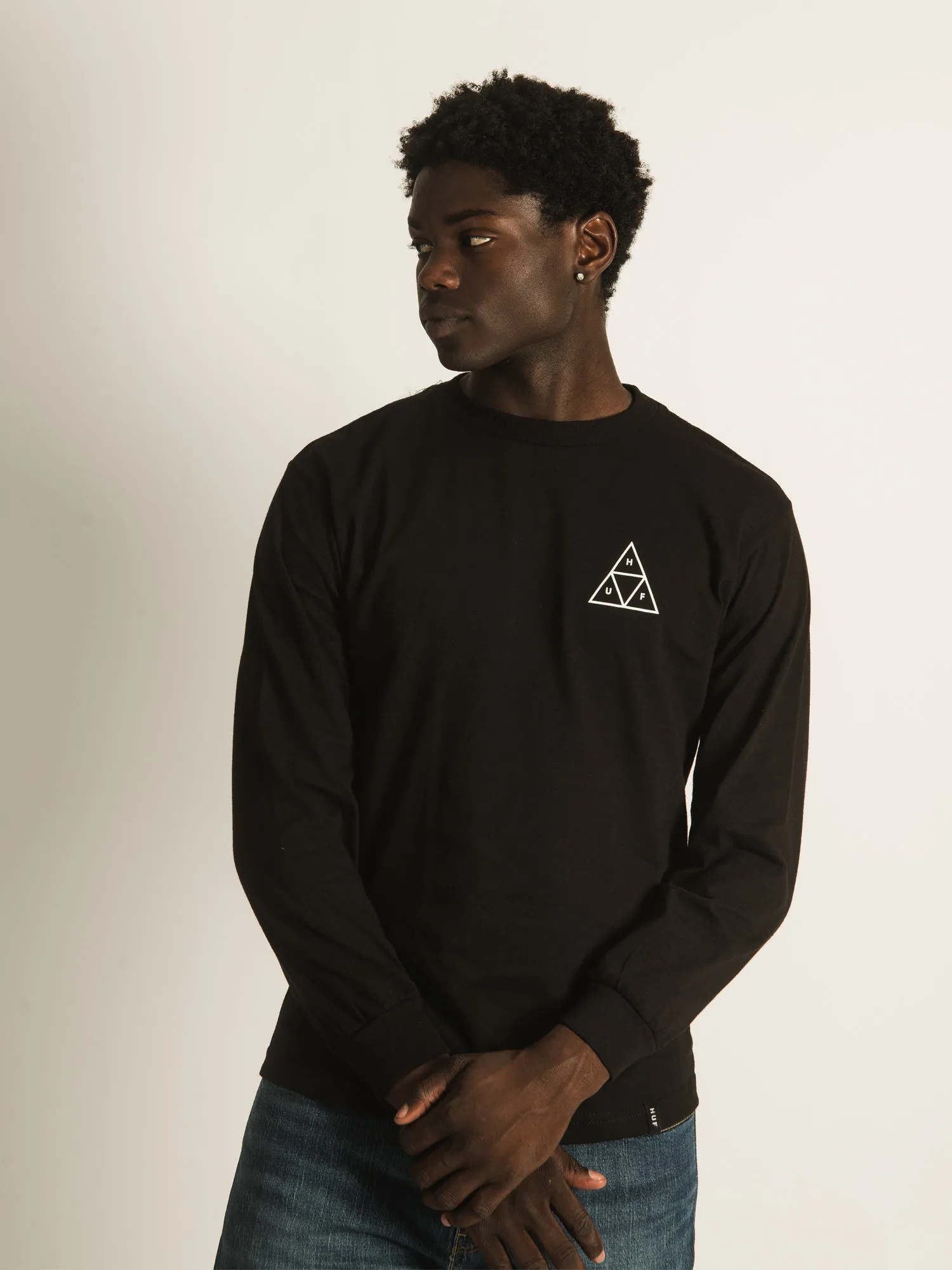 HUF ESSENTIALS BOX LOGO LONG SLEEVE TEE  - CLEARANCE