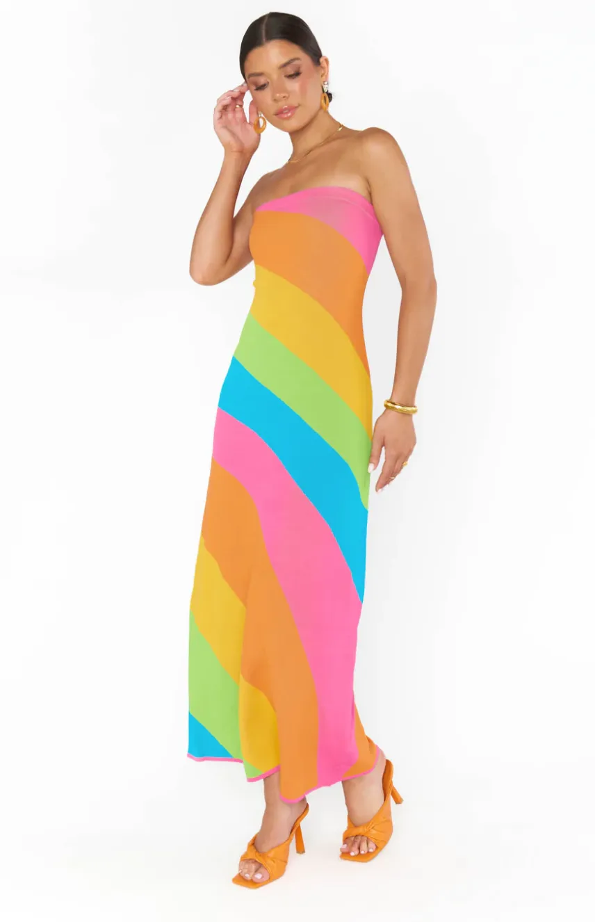 Island Nights Tube Dress ~ Salty Rainbow Stripe Knit