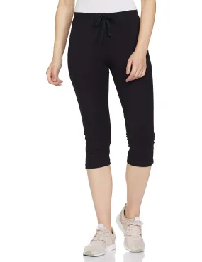 Jockey Women's Slim Fit Cotton Capri Pants (1300-0105-BLACK_L_Black_L)