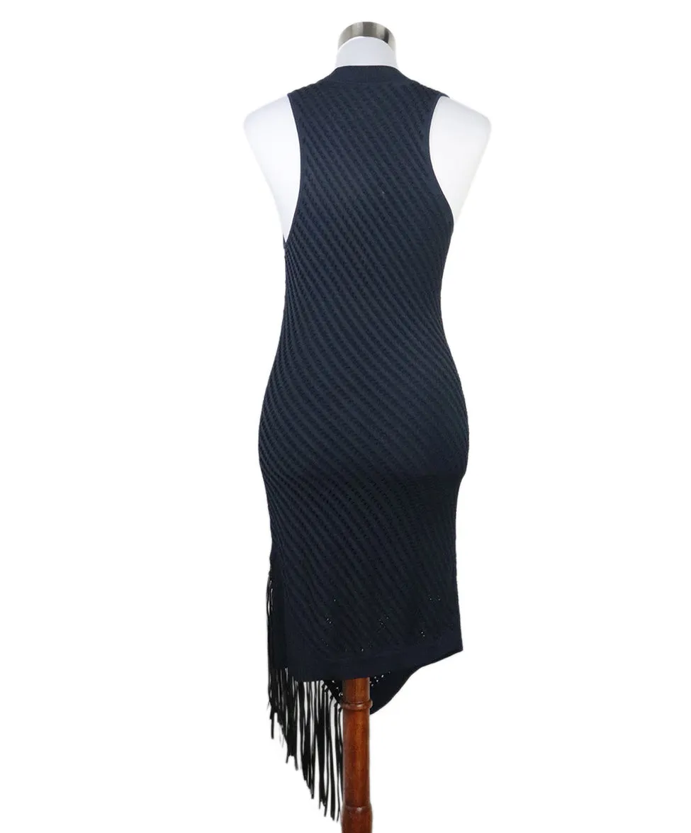 Jonathan Simkhai Navy Dress w/ Black Leather Fringe sz 4