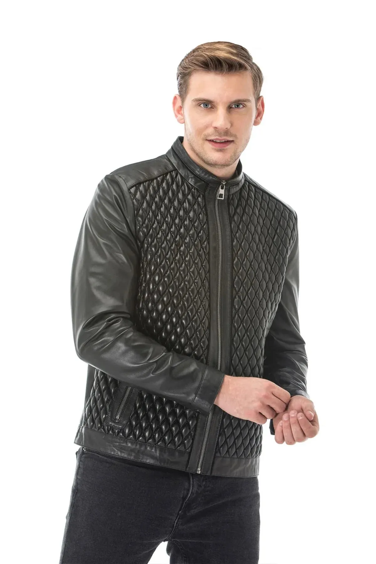 Jovira Black Diamond Quilted Leather Jacket