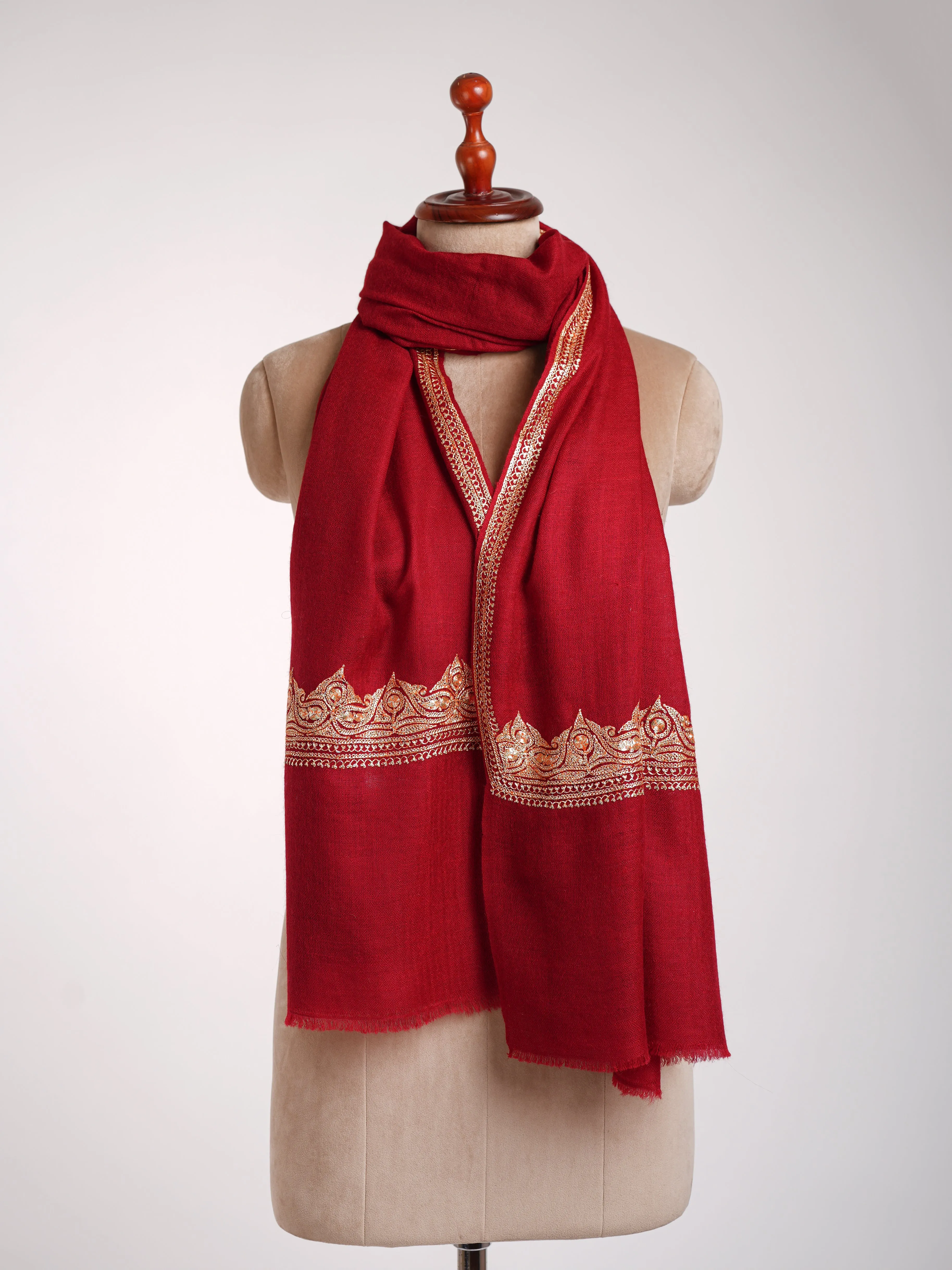 Kashmiri Golden Tilla Embroidered Cashmere Stole