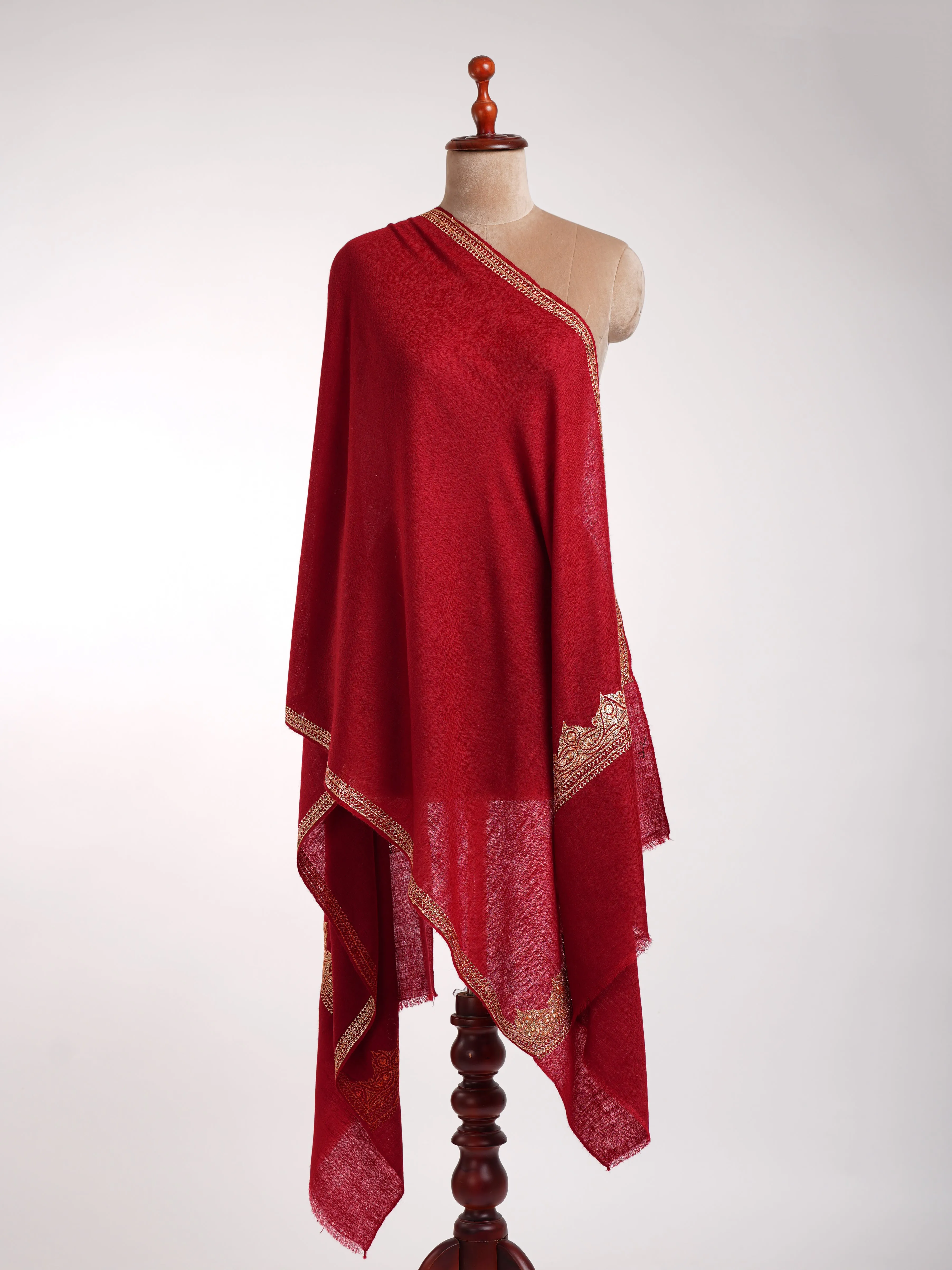 Kashmiri Golden Tilla Embroidered Cashmere Stole