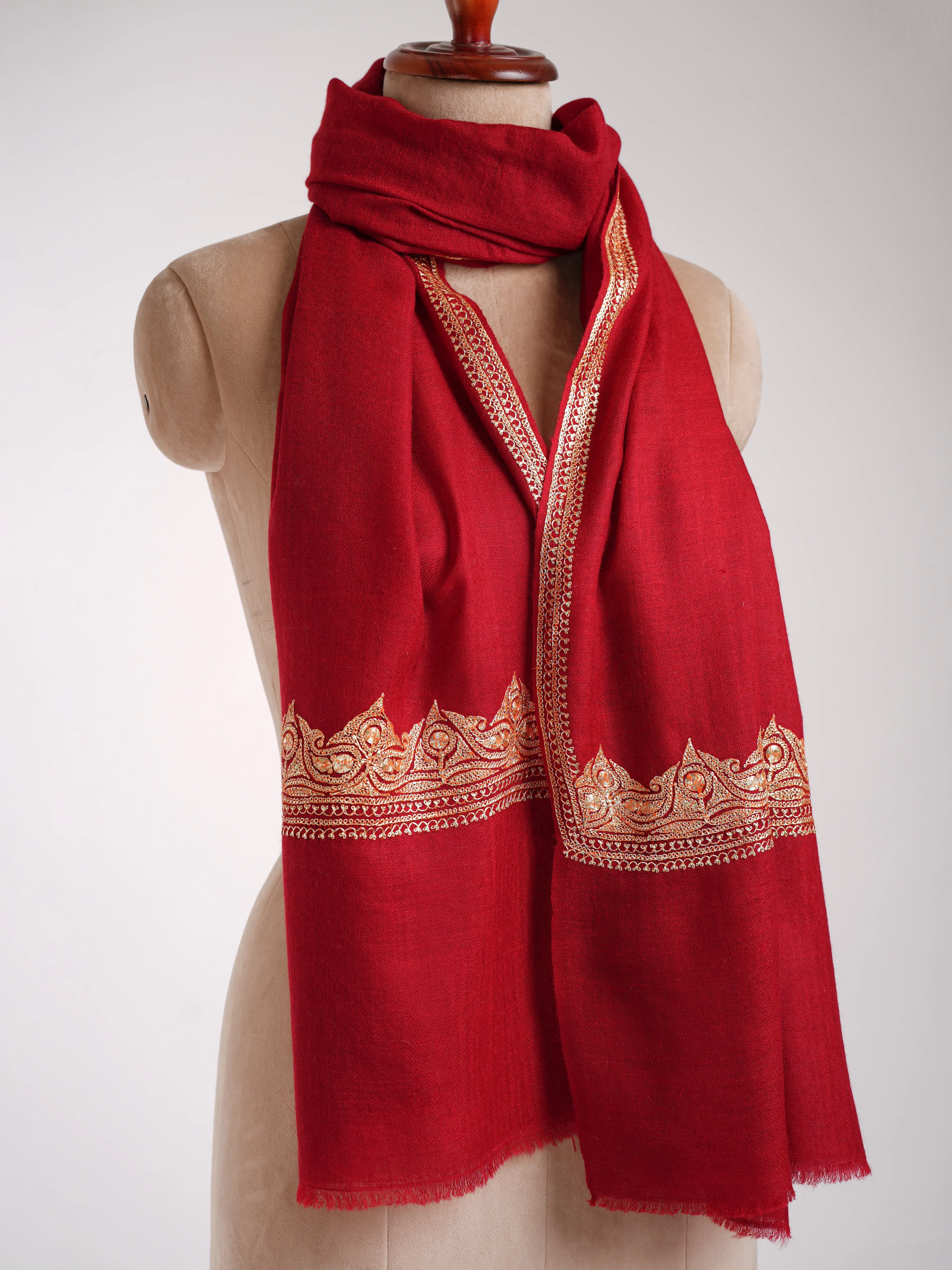 Kashmiri Golden Tilla Embroidered Cashmere Stole