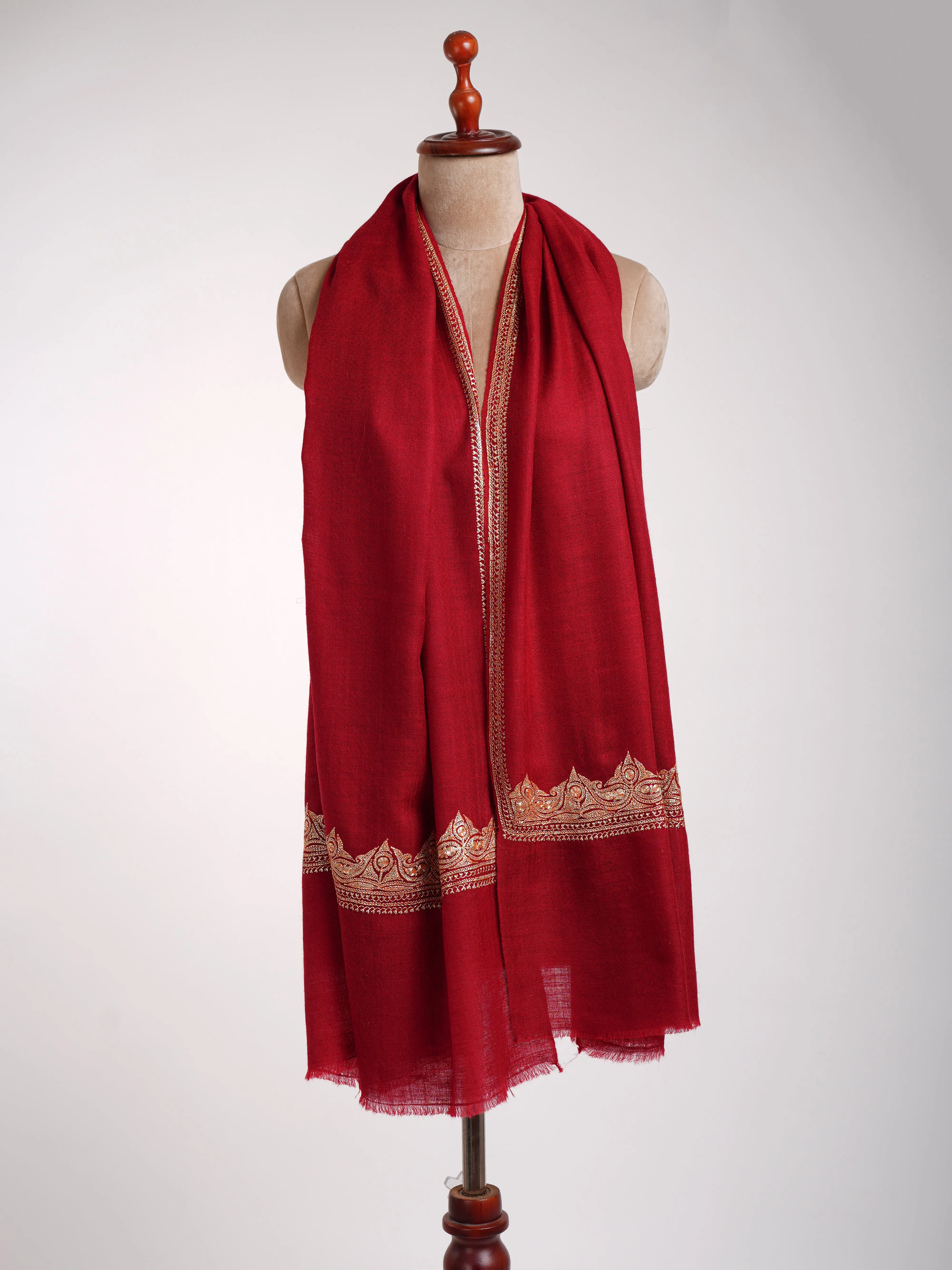 Kashmiri Golden Tilla Embroidered Cashmere Stole