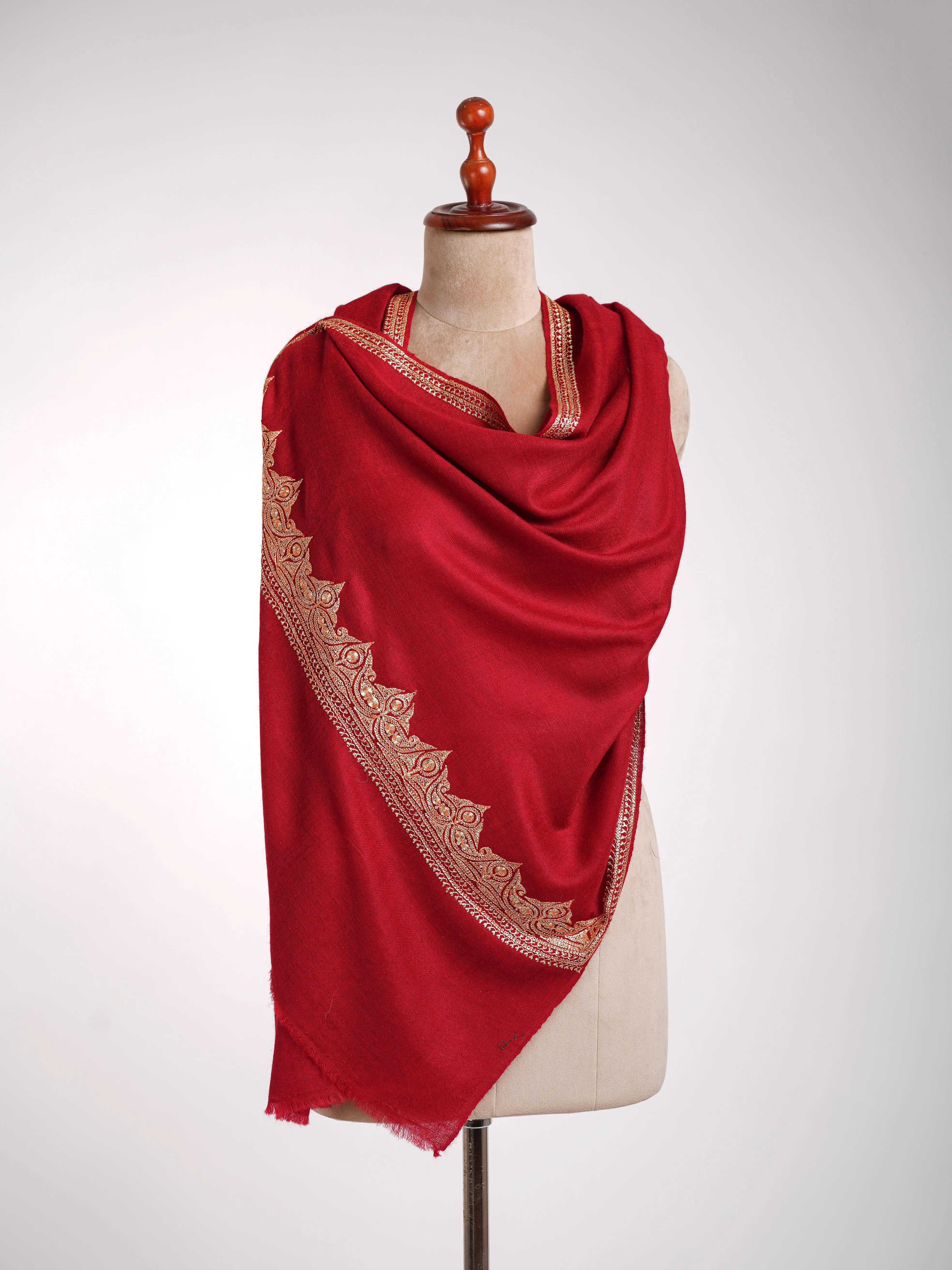 Kashmiri Golden Tilla Embroidered Cashmere Stole