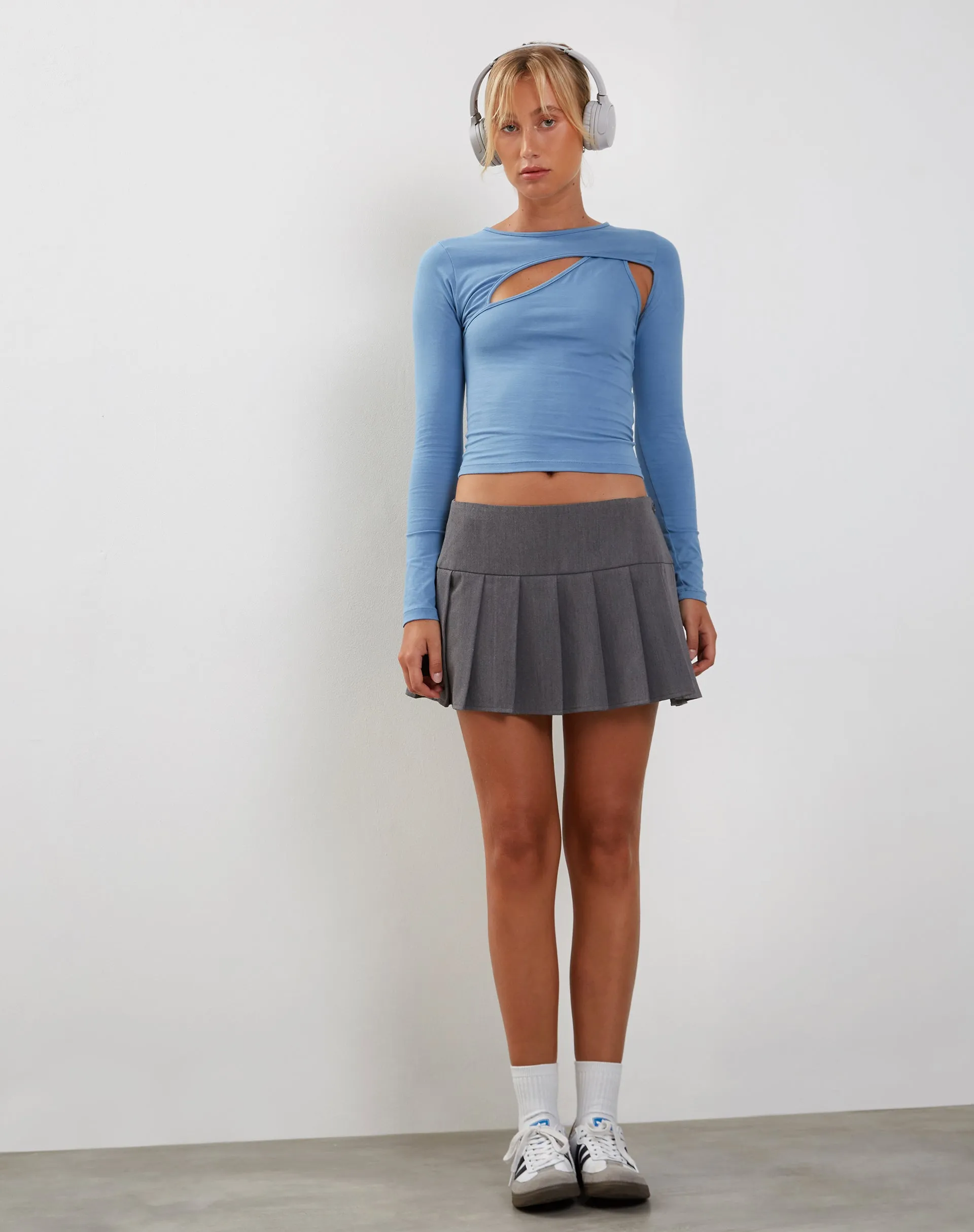 Kaze Long Sleeve Top in Faded Denim