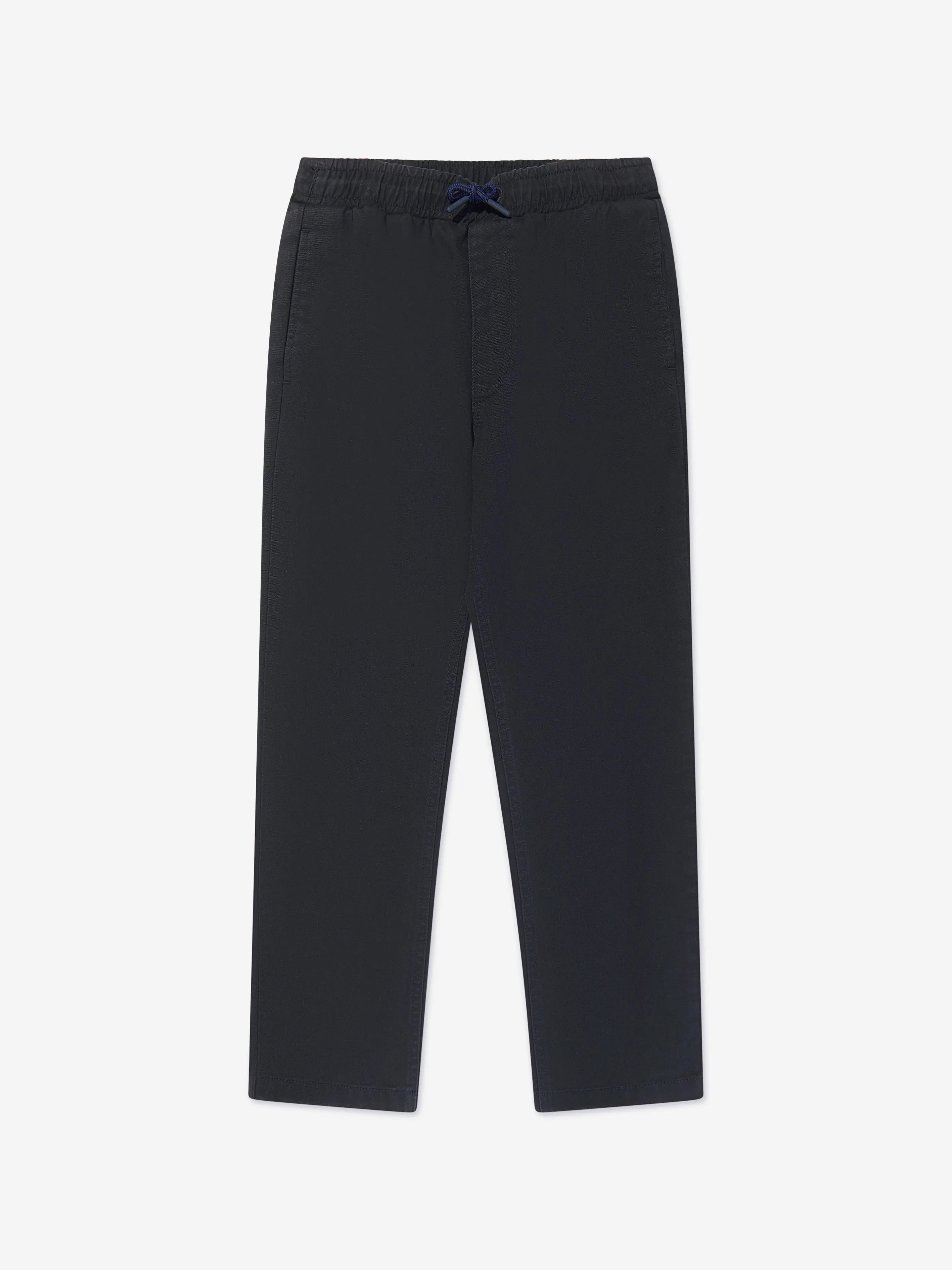 KENZO Boys Straight Cut Twill Trousers in Black