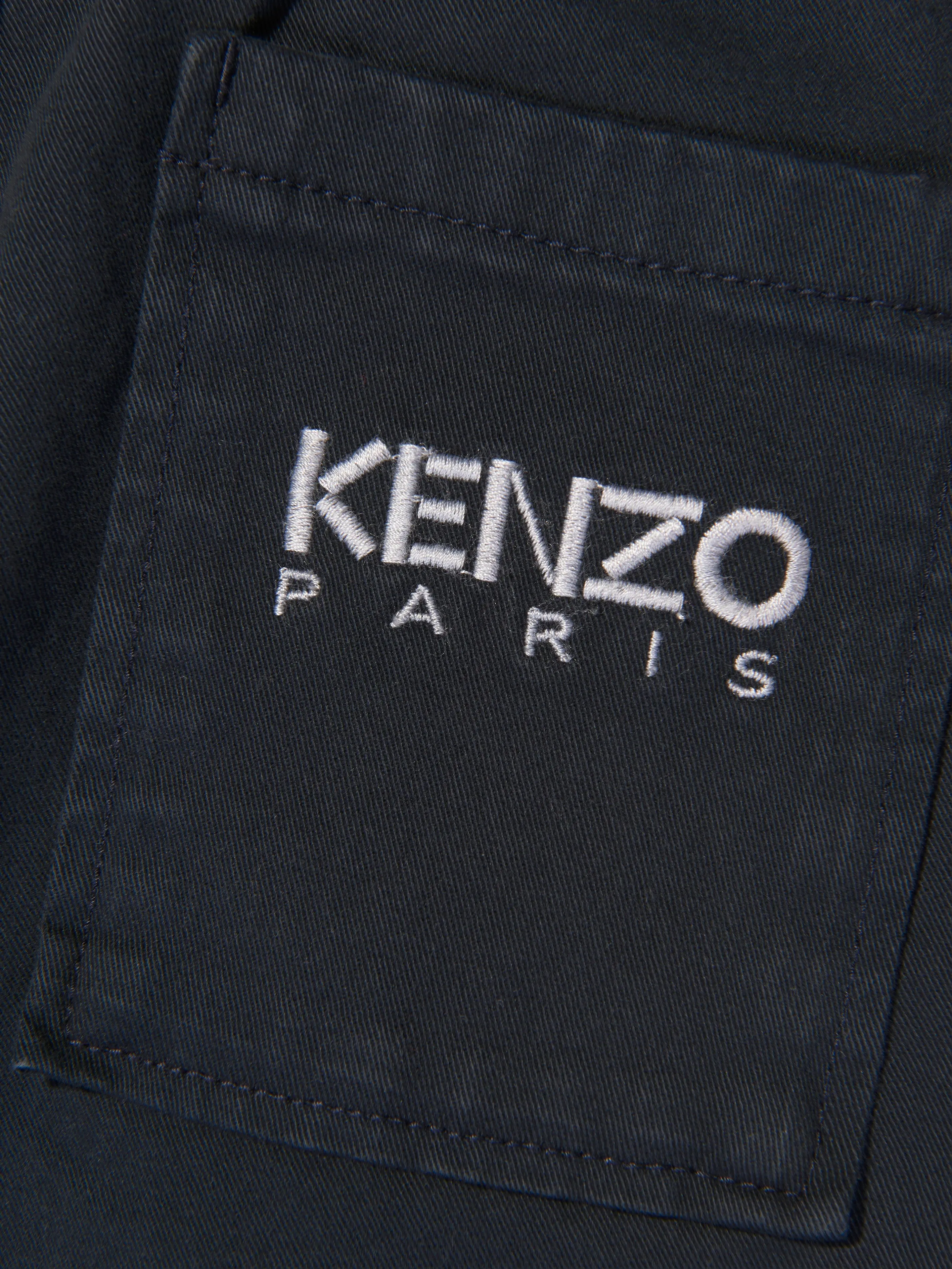 KENZO Boys Straight Cut Twill Trousers in Black