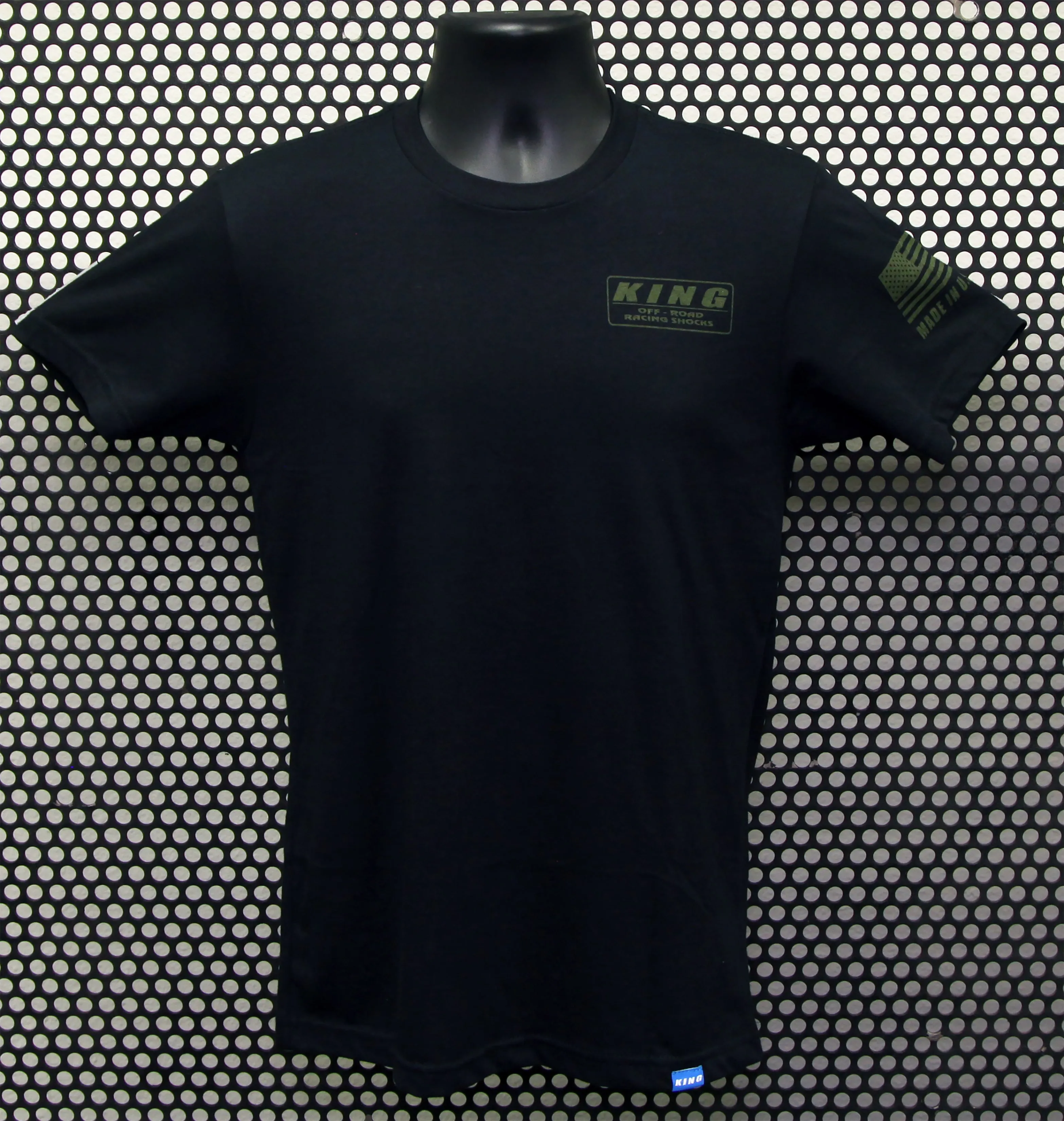 KING SHOCKS BLACK CVC CREW TEE W/OLIVE GREEN LOGO