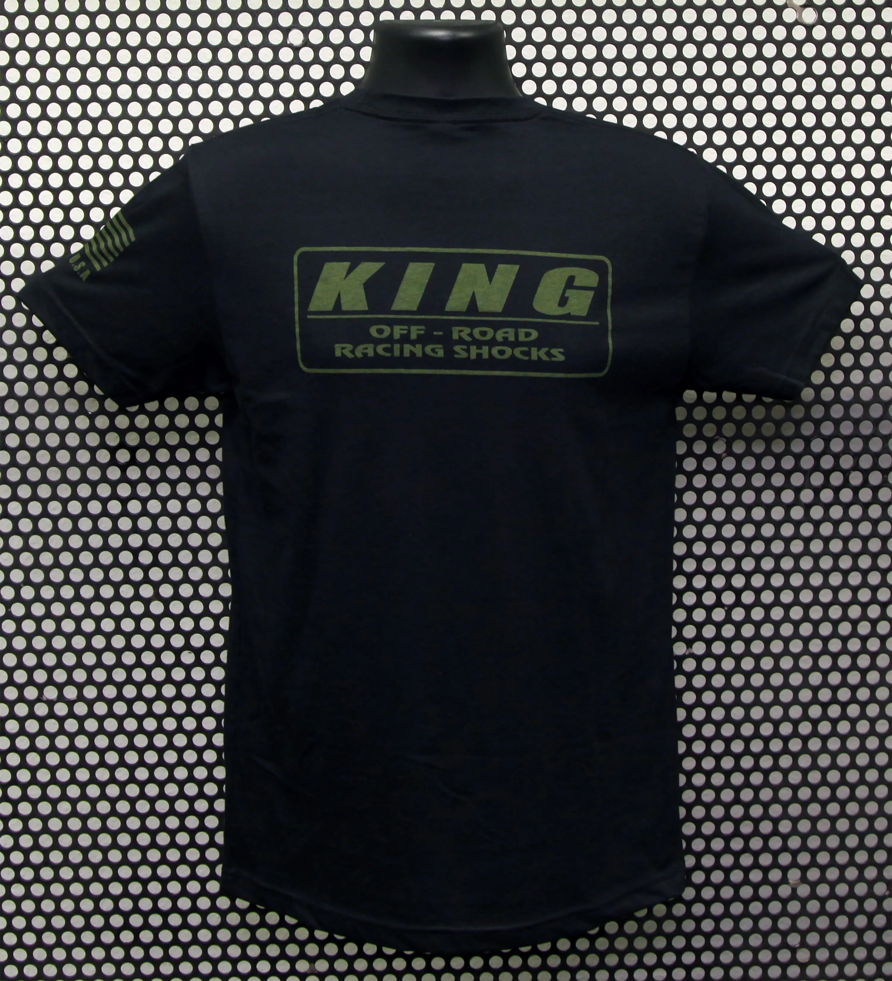 KING SHOCKS BLACK CVC CREW TEE W/OLIVE GREEN LOGO