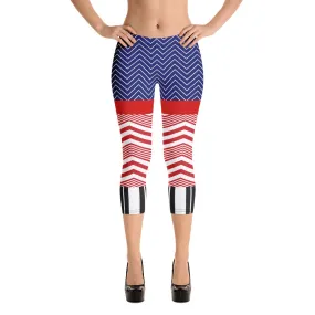 Kiss and Tell Pinup Girl Chevron Capri Leggings