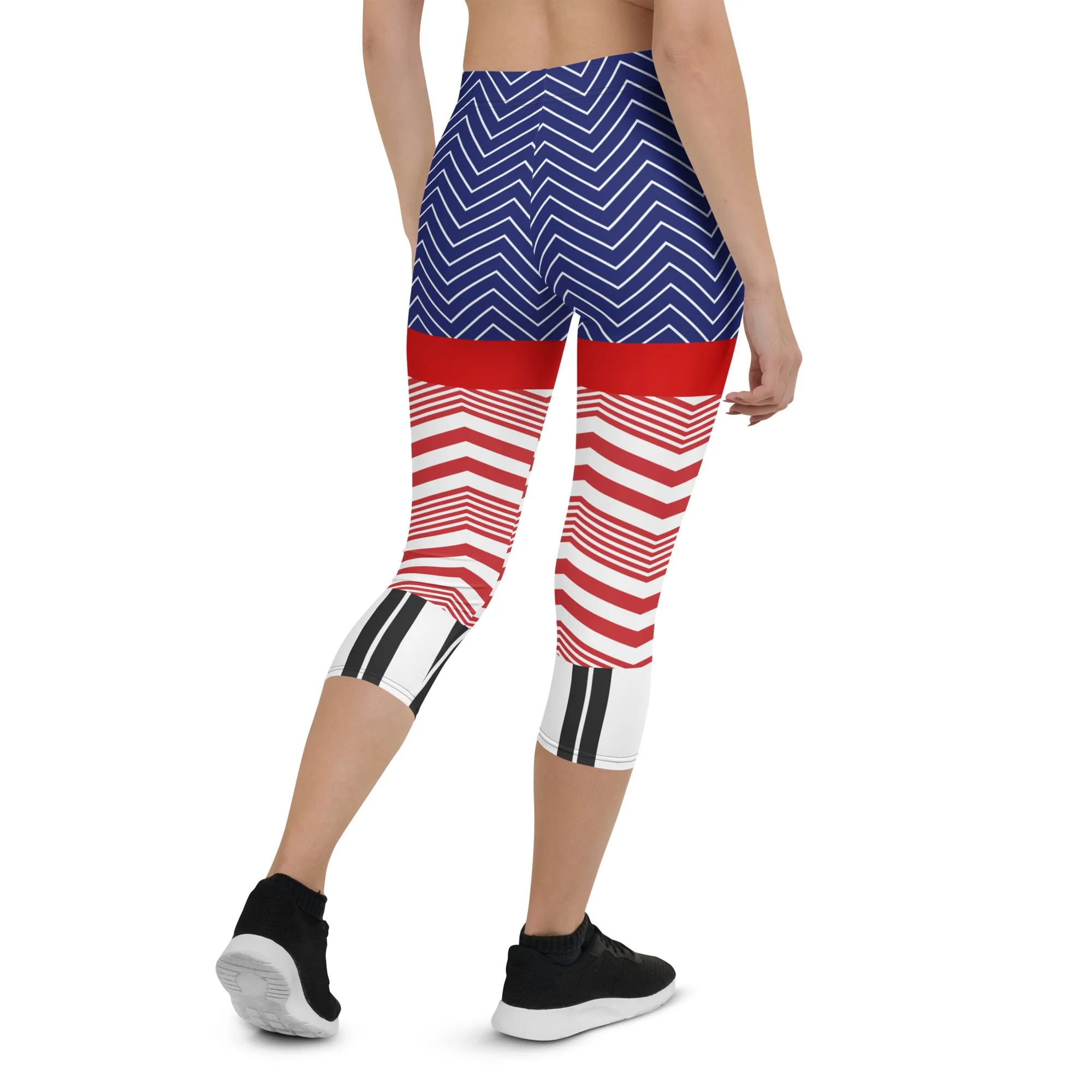 Kiss and Tell Pinup Girl Chevron Capri Leggings