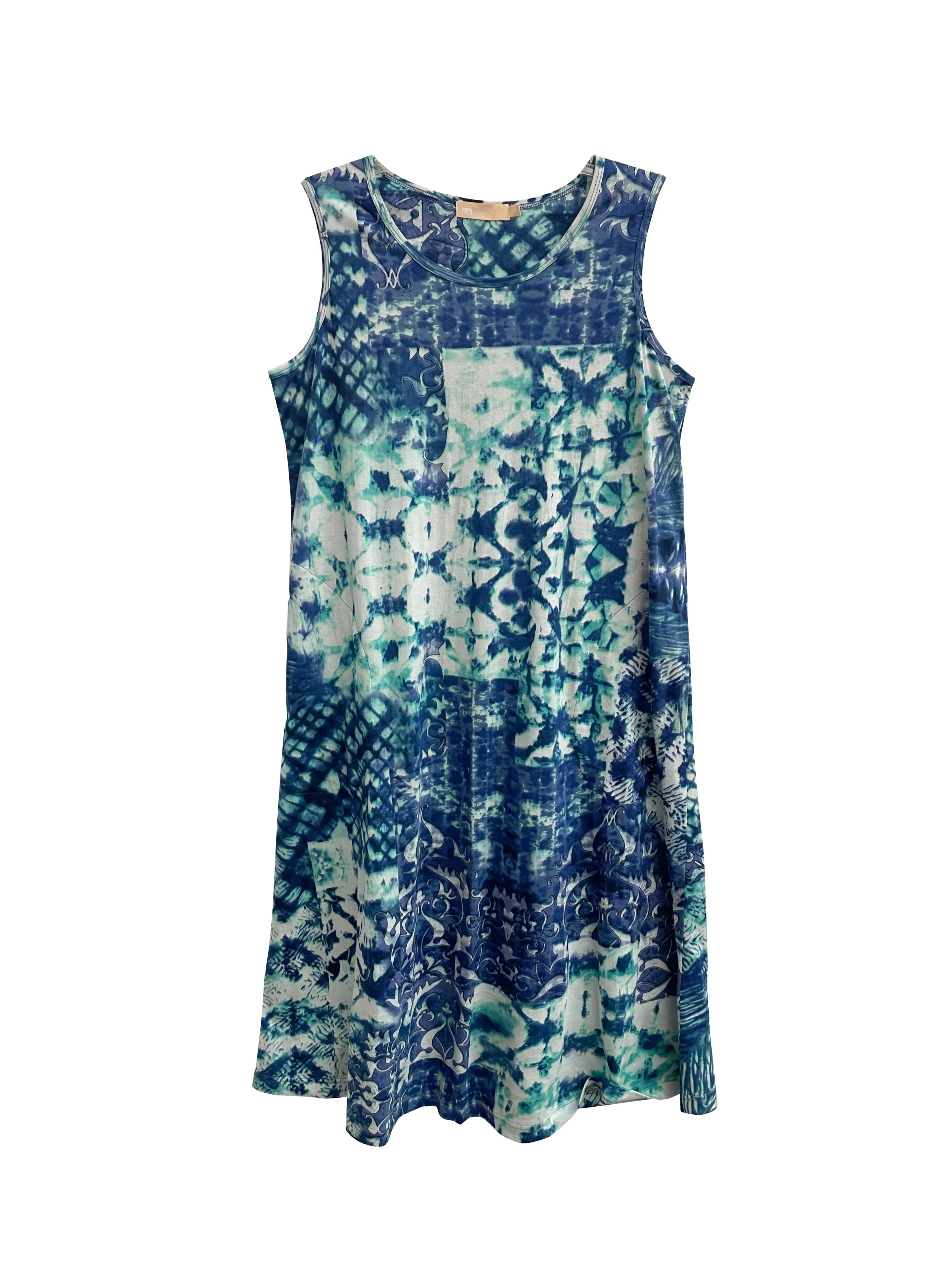 La Cera Plus Sleeveless Cotton Knit Batik Dress