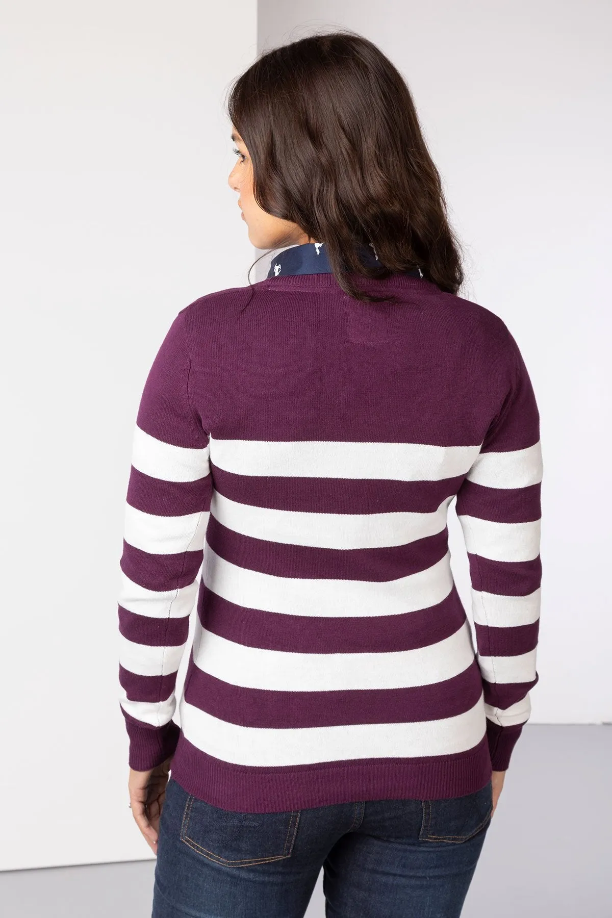 Ladies Striped Crew Neck Jumper