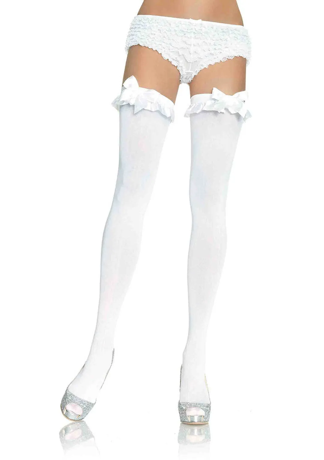 Leg Avenue  Nylon Over The Knee W/Ruffle Bow Stockings  6010