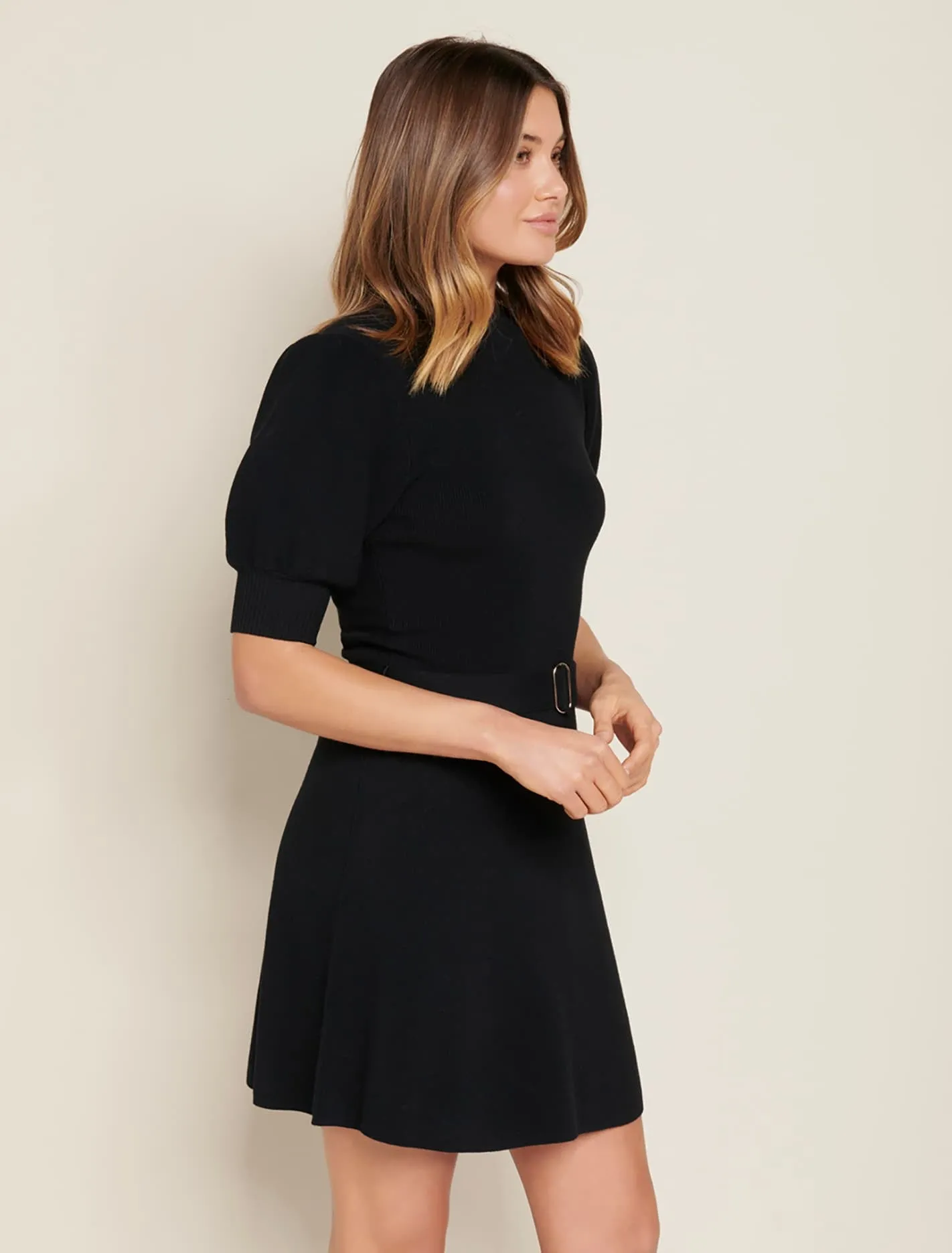 Louisa Short Puff Sleeve Knit Dress