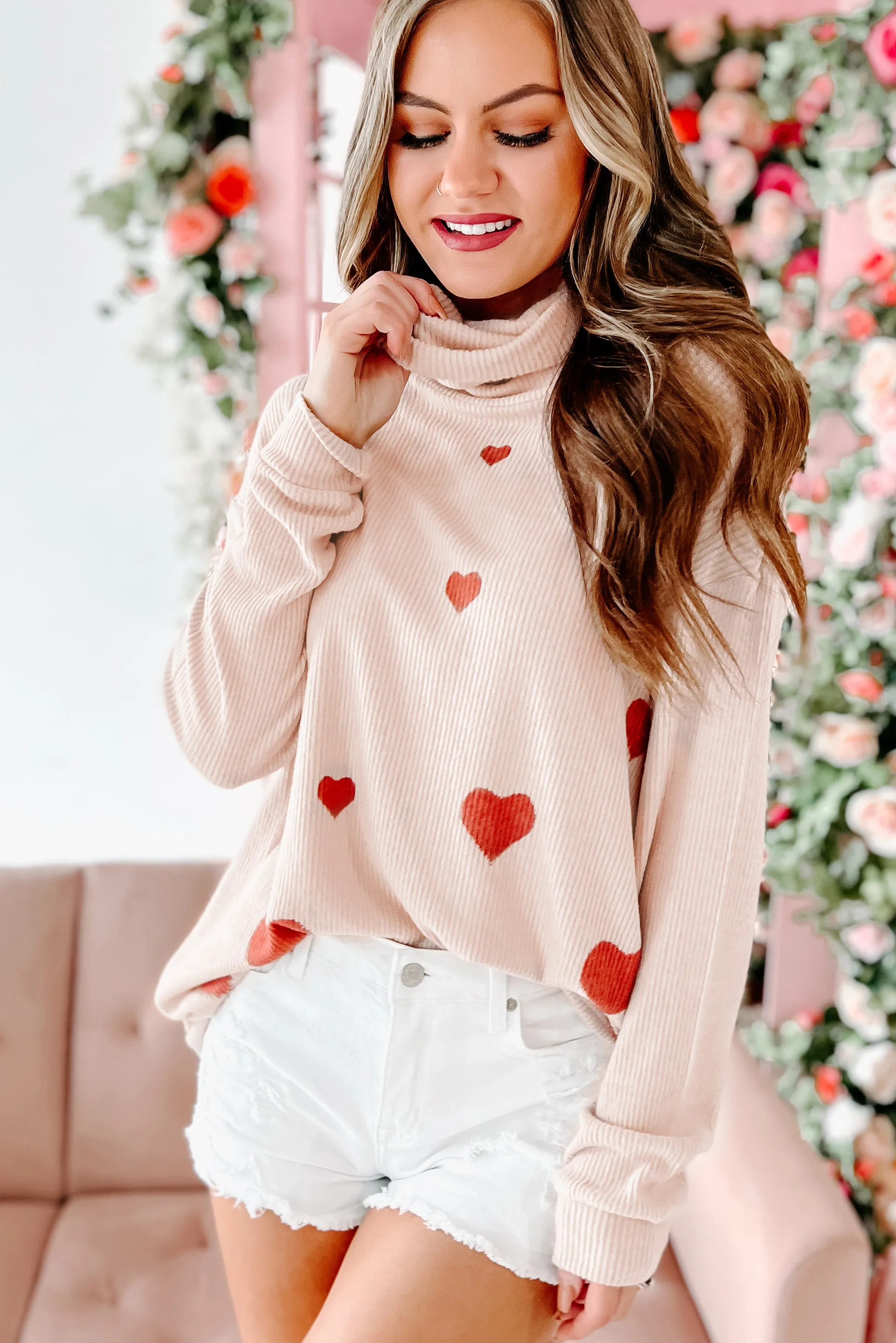 Love And Hearts Printed Tunic Dress (Blush)