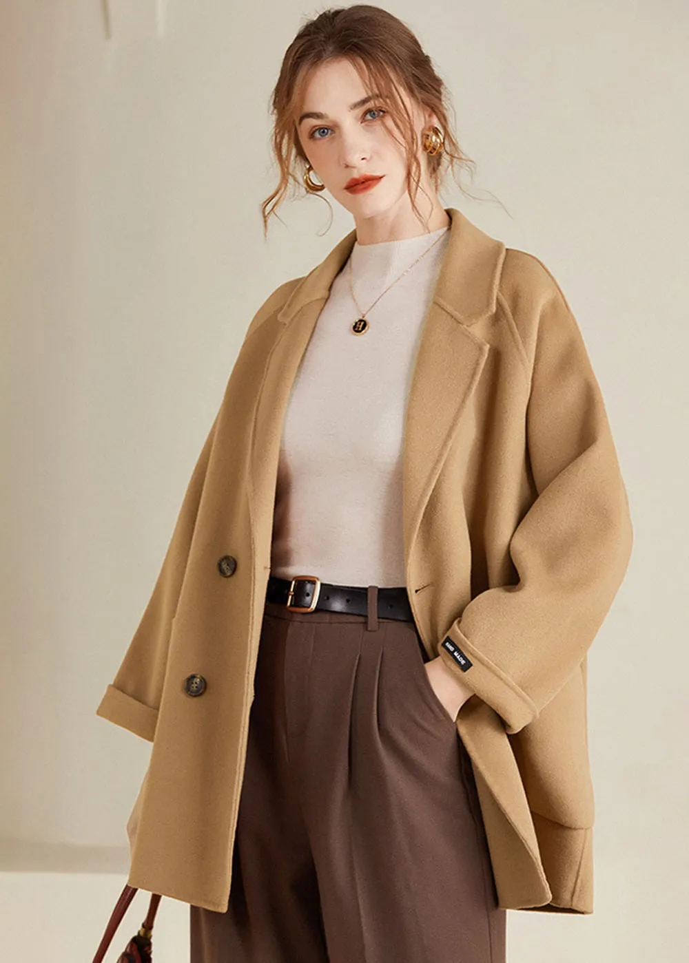 Maisie Double Breasted Button Wool Coat