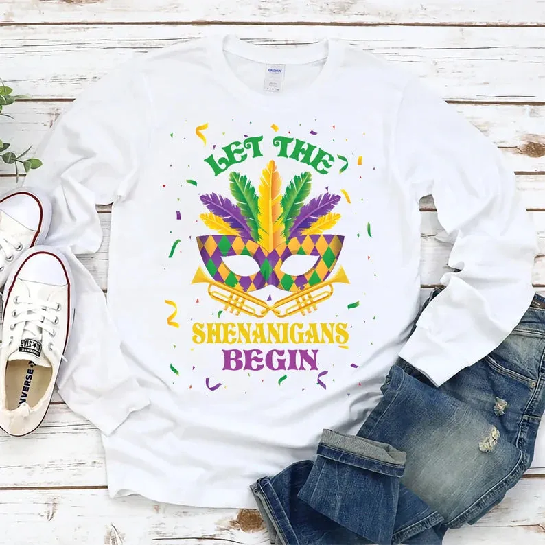 Mardi Gras Jester Mask Long Sleeve T-Shirt