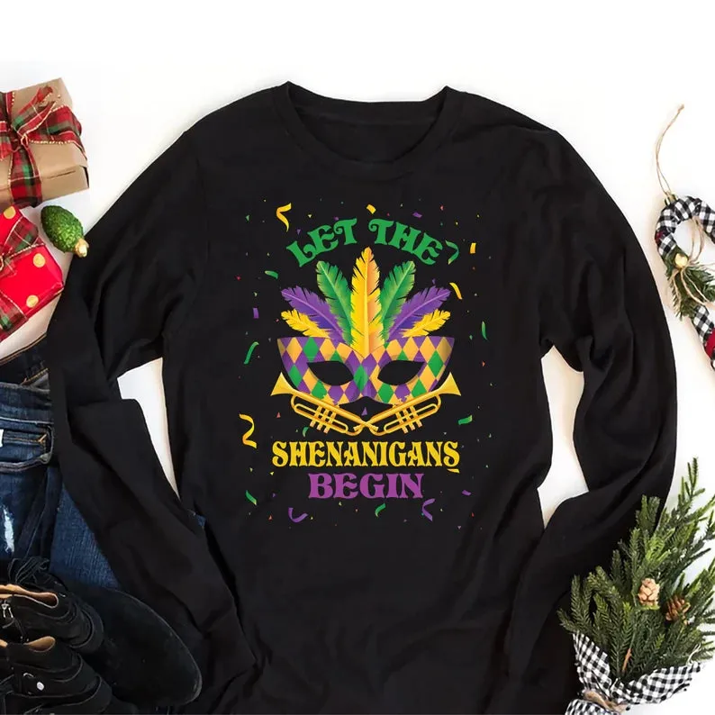 Mardi Gras Jester Mask Long Sleeve T-Shirt