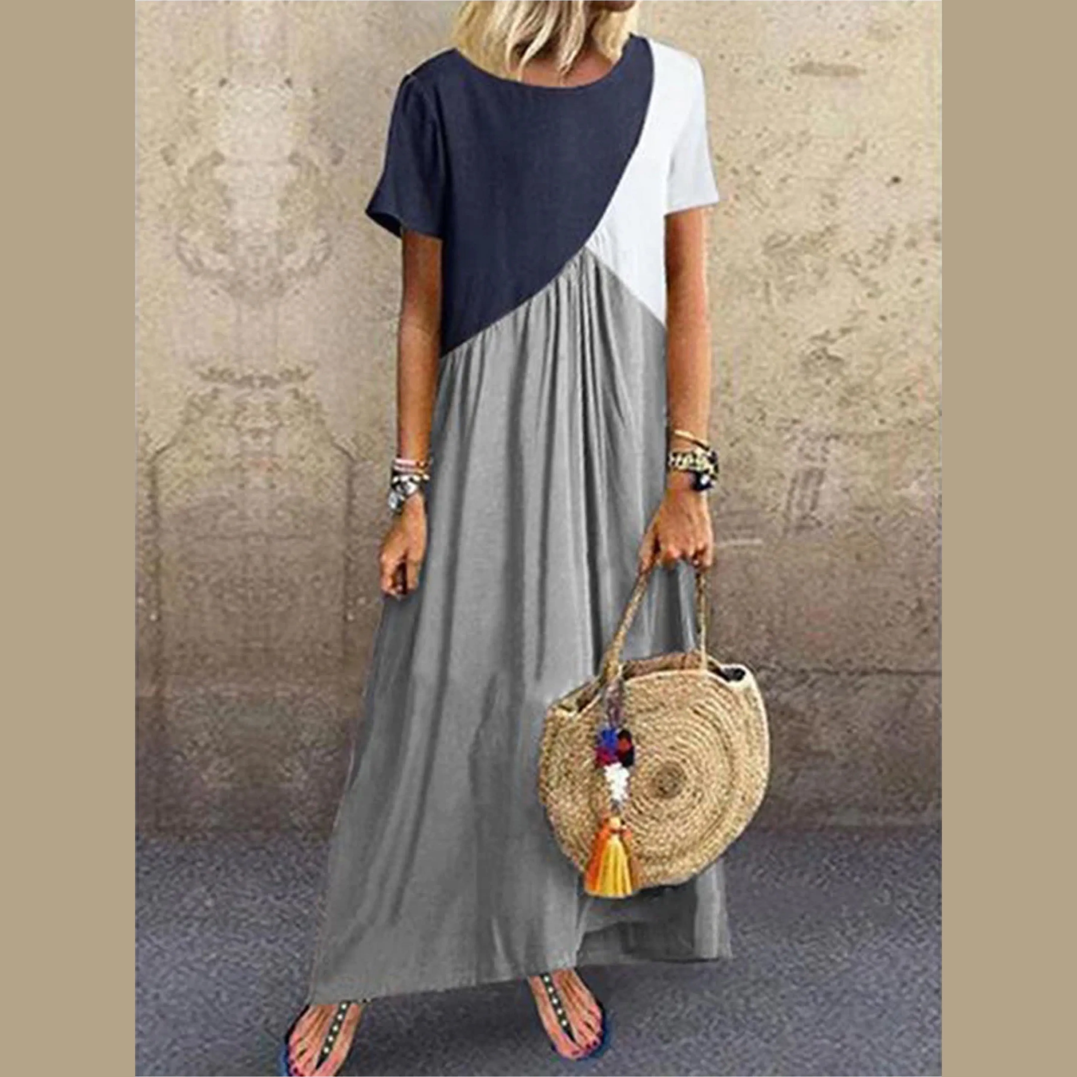 Maxi Boho Summer Dress, Plus Size Bohemian Dress For Women