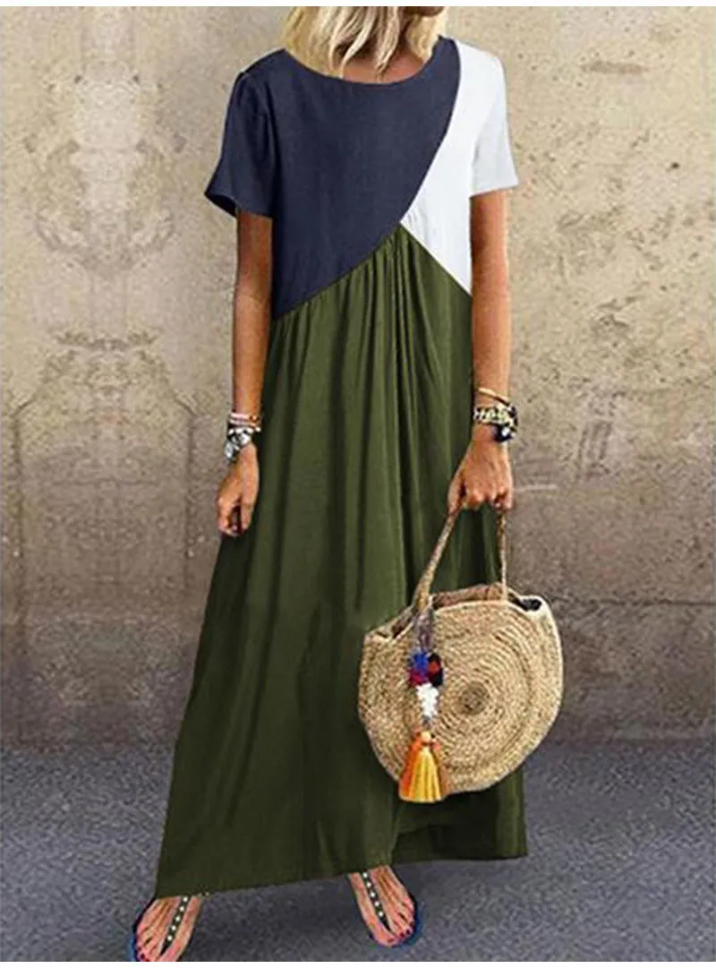 Maxi Boho Summer Dress, Plus Size Bohemian Dress For Women