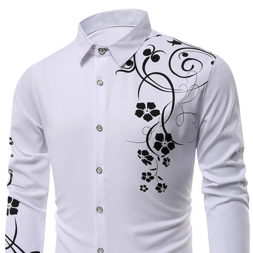 Men's  Autumn Long Sleeve Large Size Casual Print Shirt