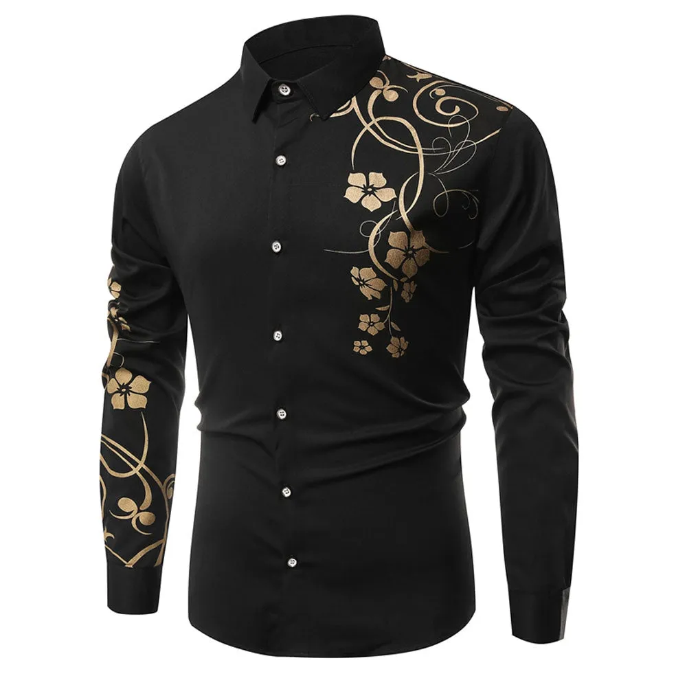 Men's  Autumn Long Sleeve Large Size Casual Print Shirt