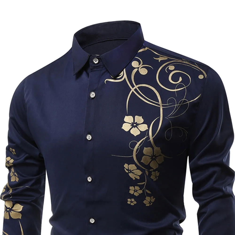 Men's  Autumn Long Sleeve Large Size Casual Print Shirt