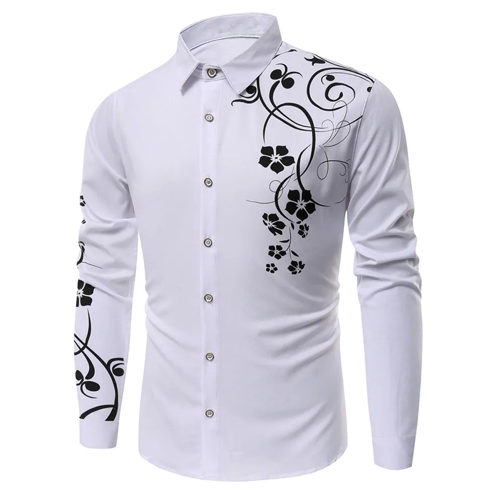 Men's  Autumn Long Sleeve Large Size Casual Print Shirt