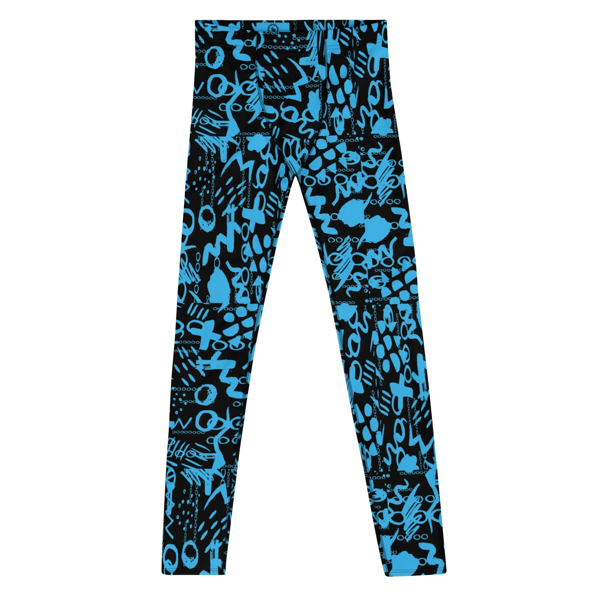 Men's Leggings, Men's Colorful Pants, Men's Gym Leggings, Wrestling Tights, Festival Tights, Blue, Black