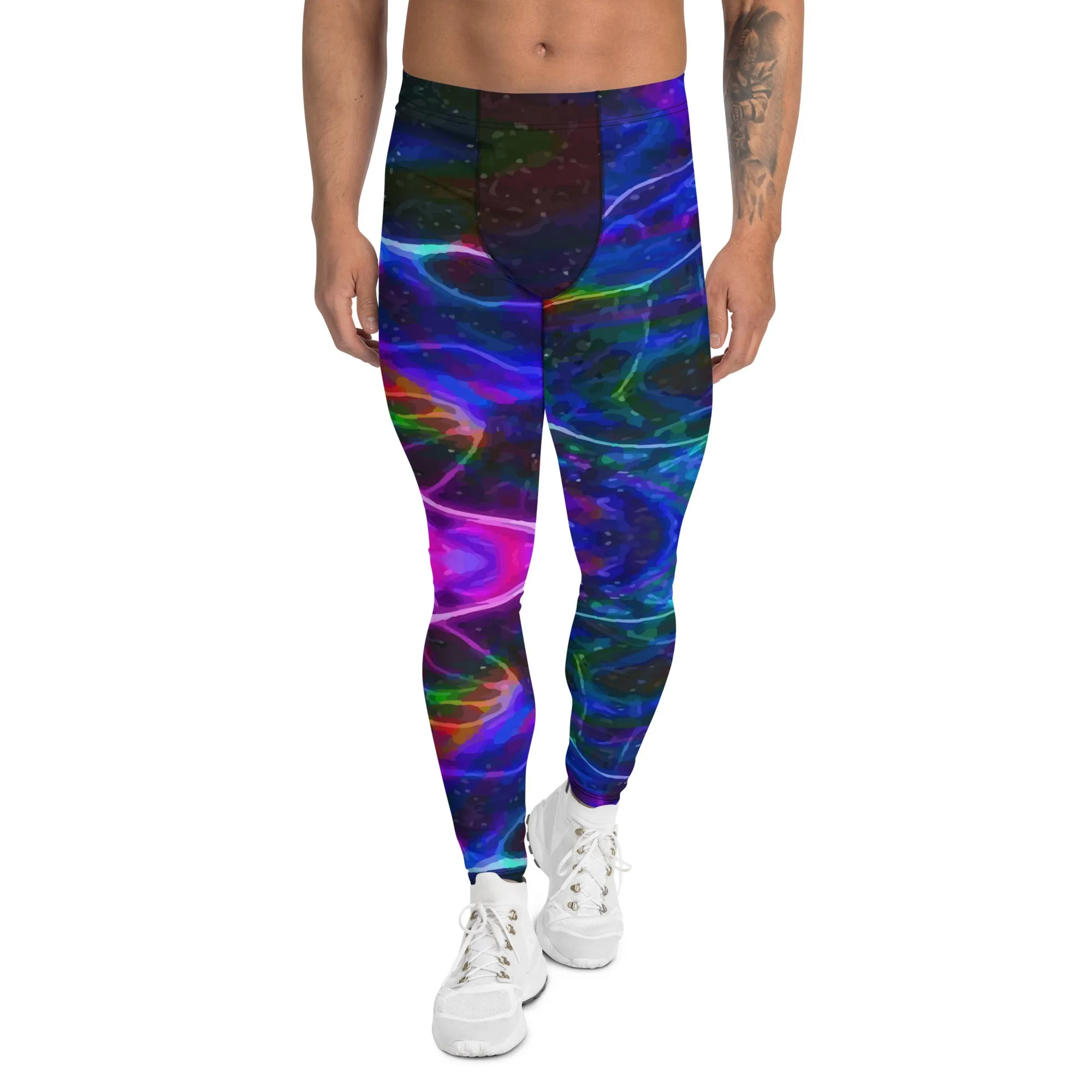 Men's Leggings, Space, Ecstatic Dance, Festival, Rave, Gym, Workout, Trippy Leggings, Wrestling Tights, Yoga