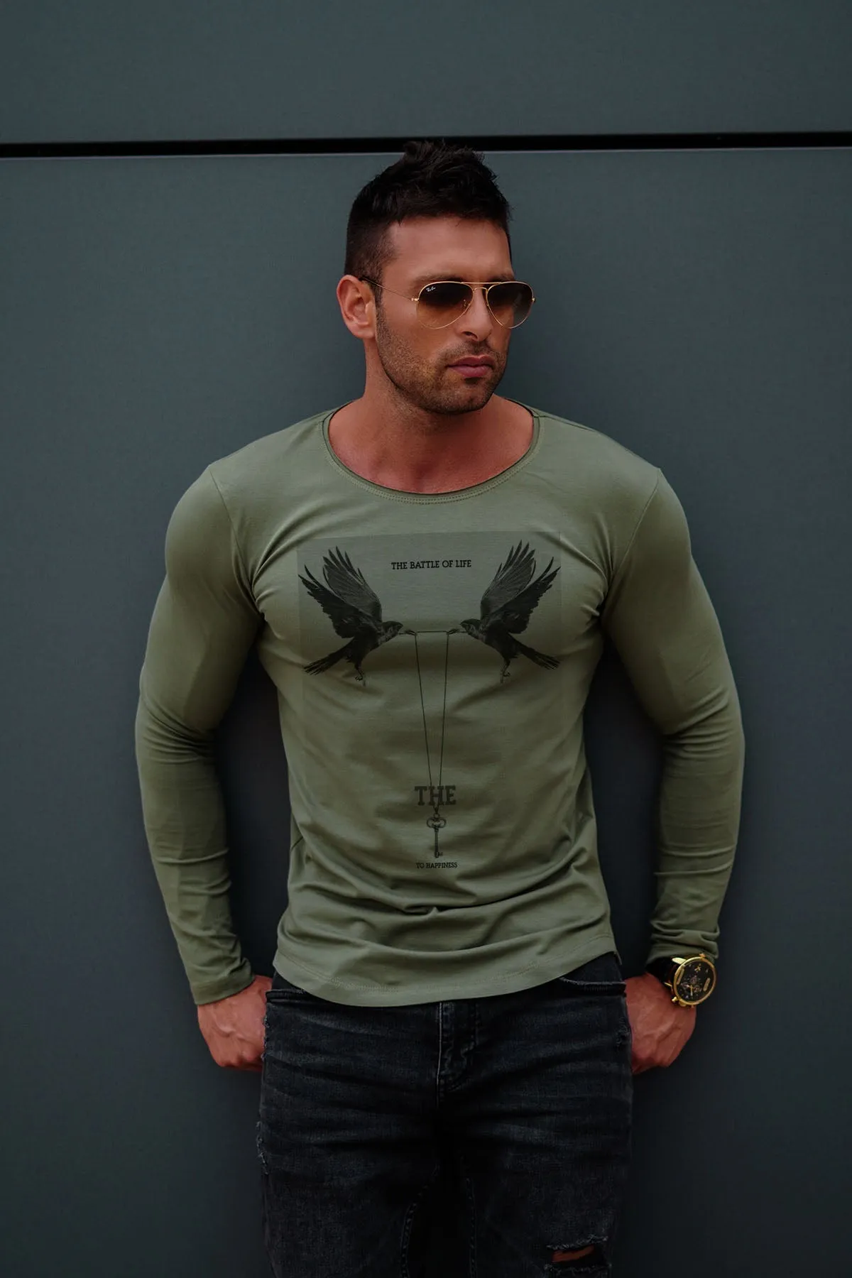 Mens Long Sleeve T-shirt "Battle of life" MD846