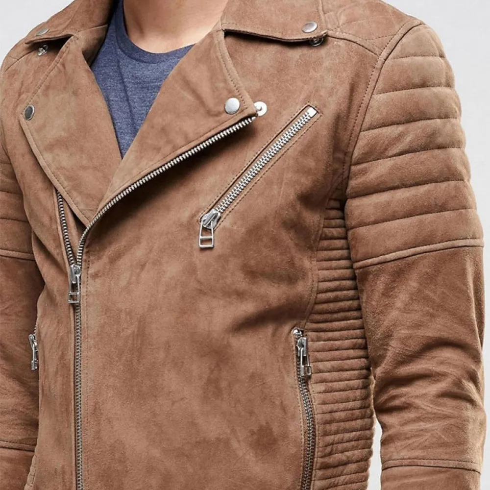 Men's Suede Motorbike Jacket - Caleb