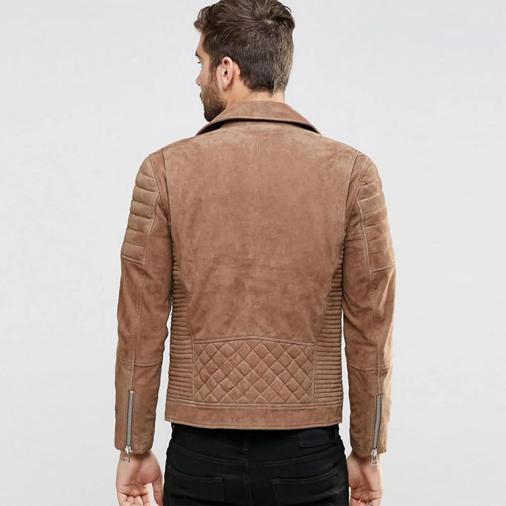 Men's Suede Motorbike Jacket - Caleb