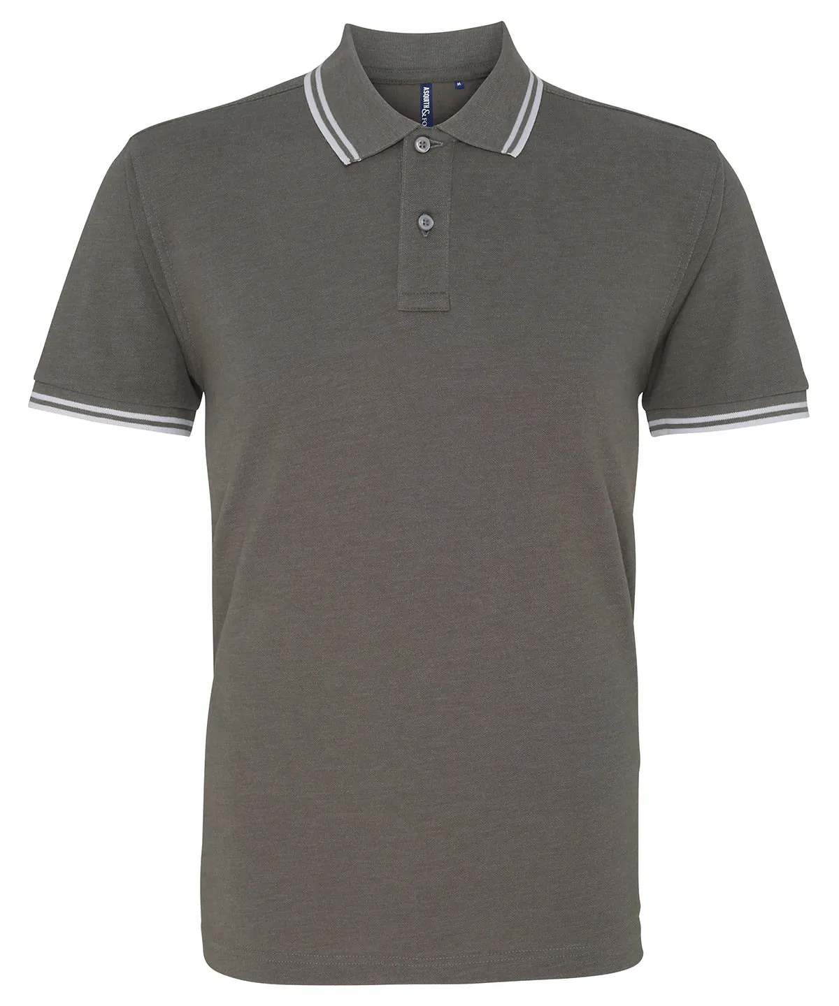 Mens Tipped Short Sleeve Polo Shirt - Grey/White